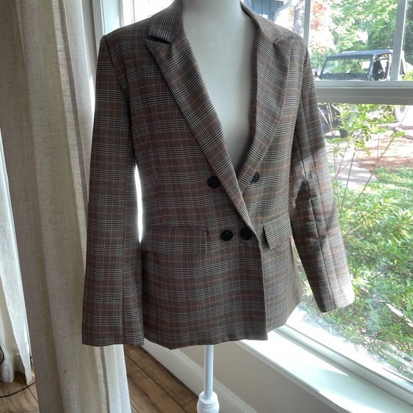 Brown Oversized Plaid Blazer - Picture 4 of 6